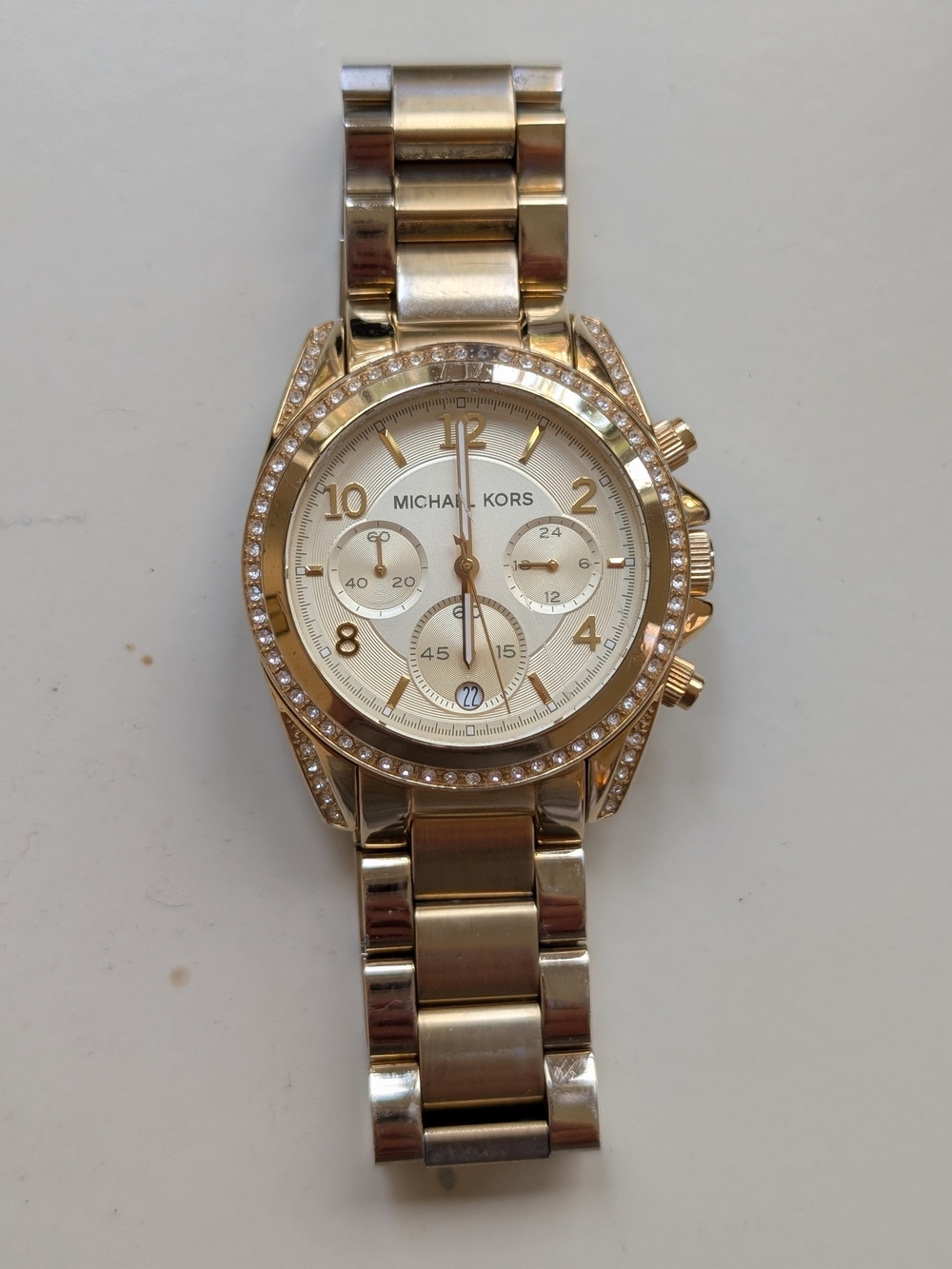 Michael Kors Gold and Champagne Crystal-Trim Chronograph Watch